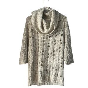 Anthropologie Sleeping on Snow Oatmeal Cowl Neck Cableknit Sweater Size XS
